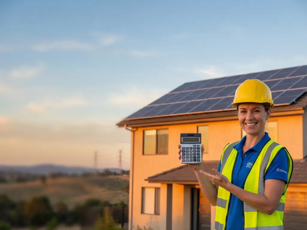 Mujer feliz con sistema solar
